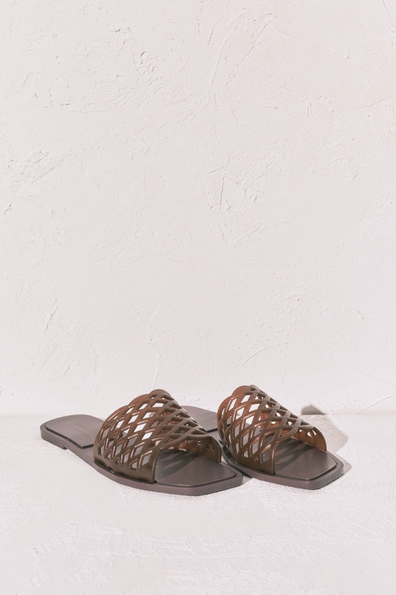 Brown jelly flat sandals