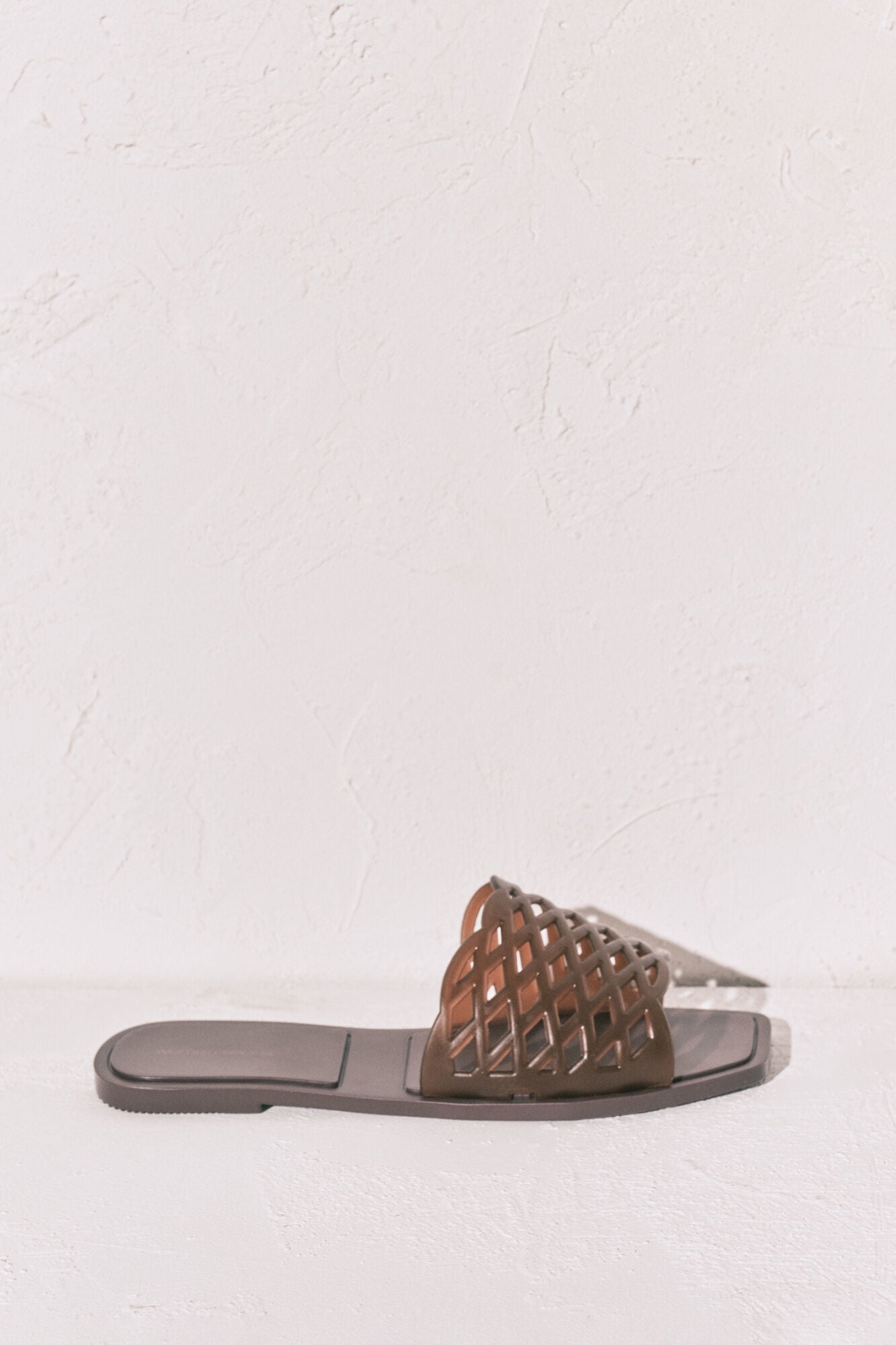 Brown jelly flat sandals