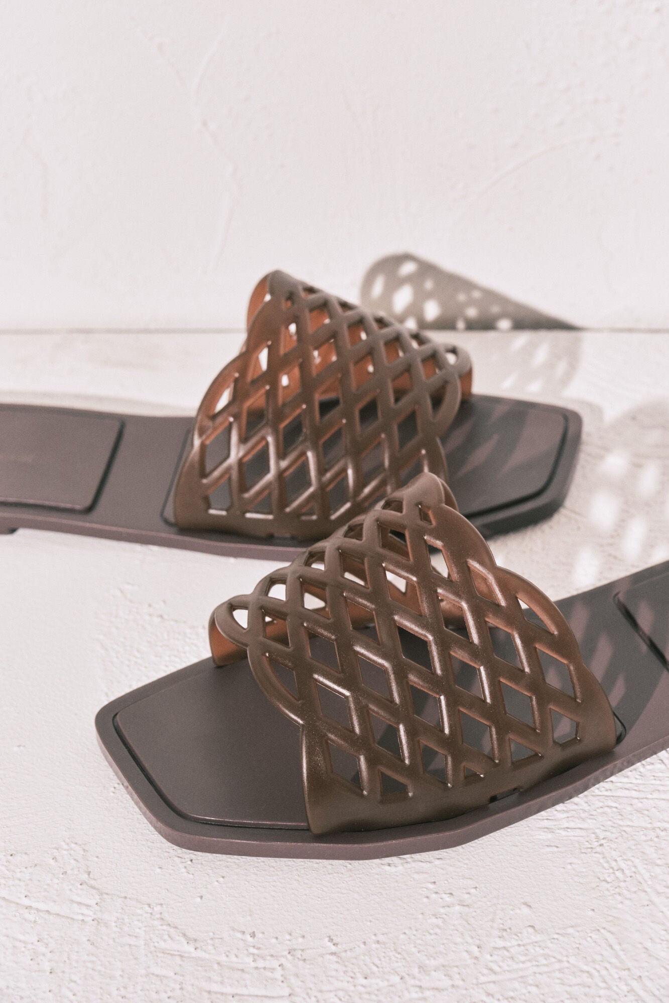 Brown jelly flat sandals