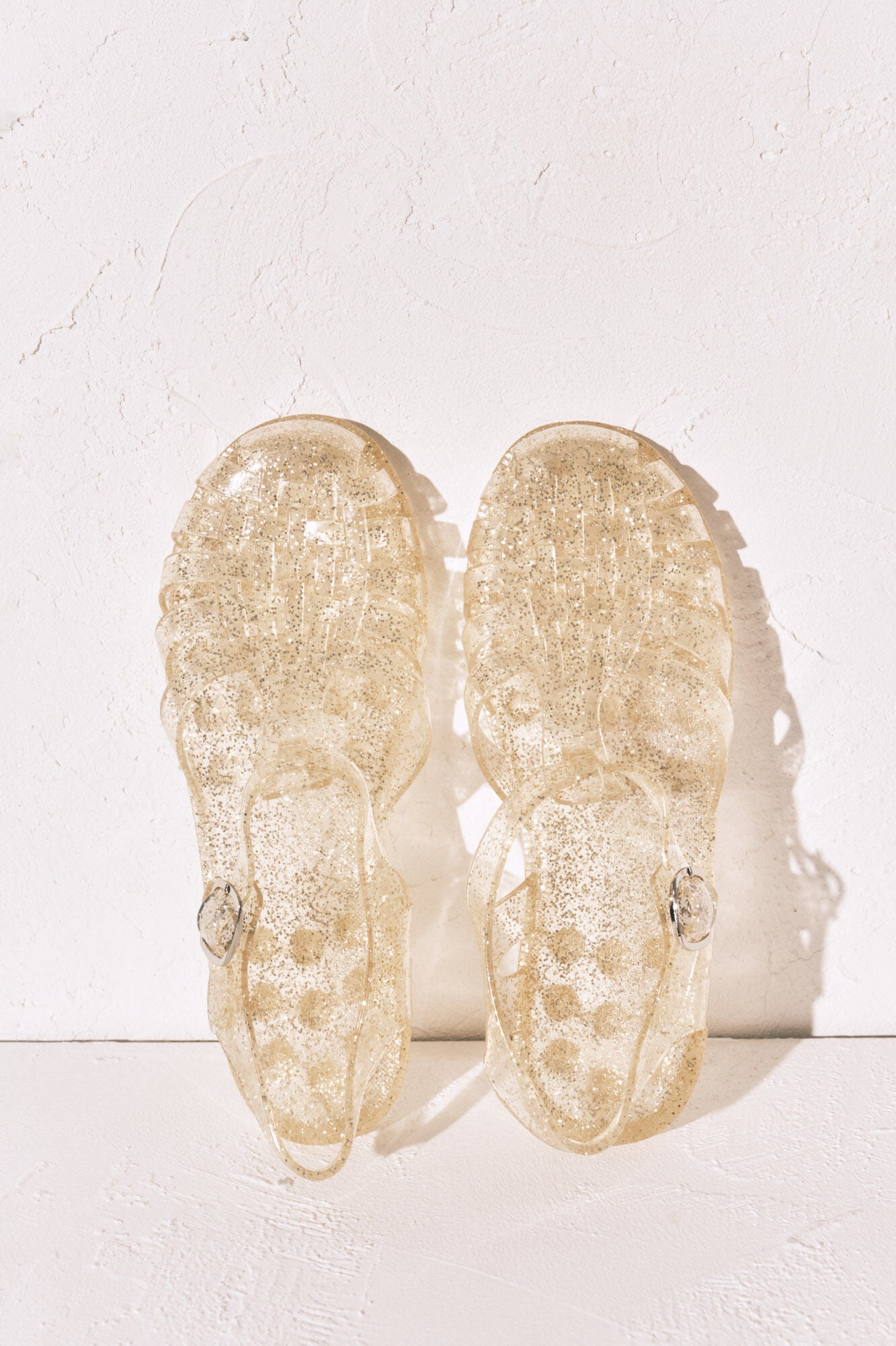 Gold jelly sandals