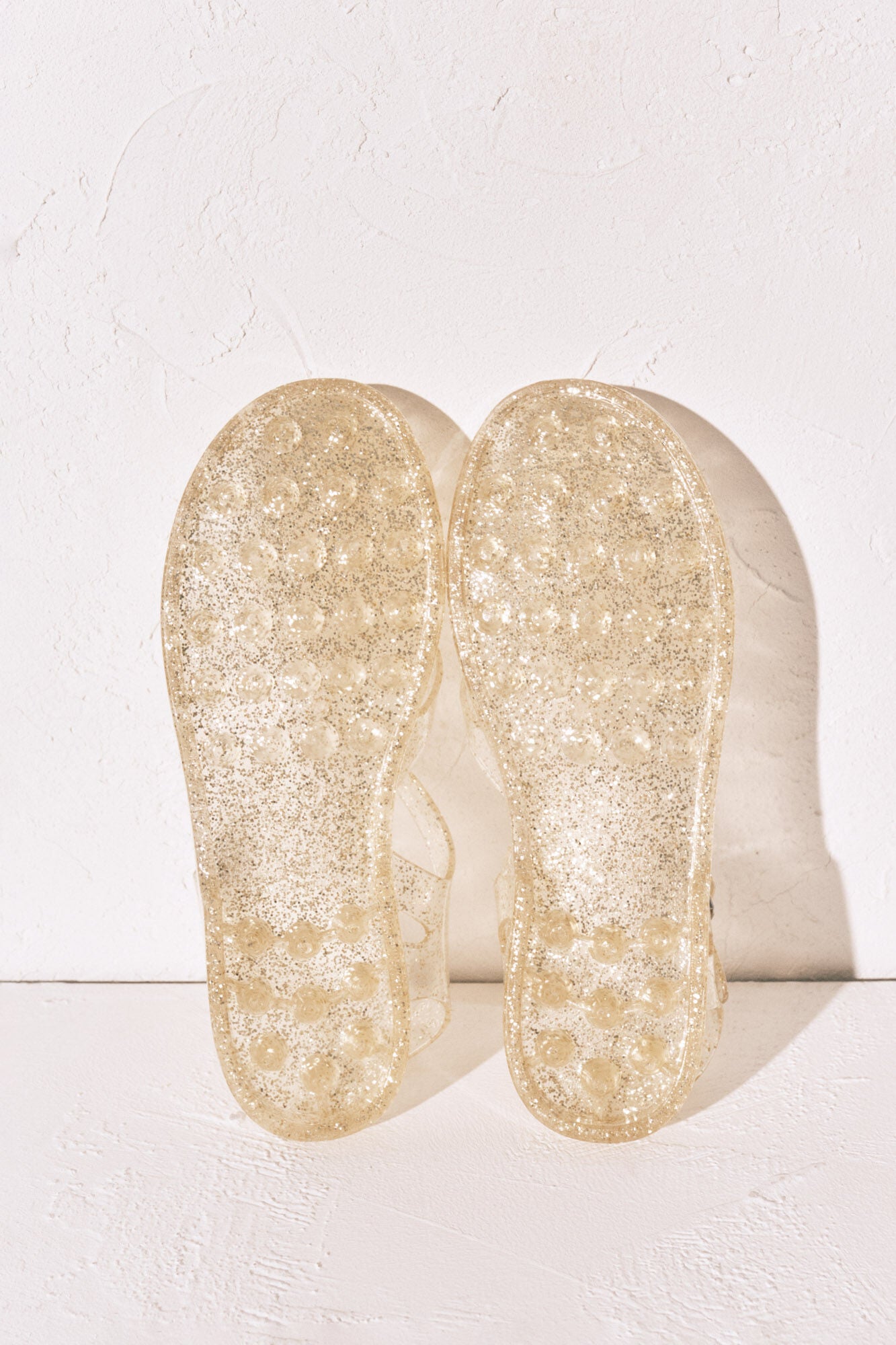 Gold jelly sandals