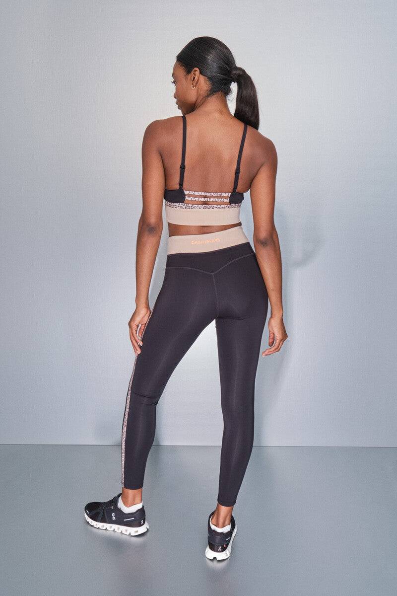 4D STRETCH black animal print leggings