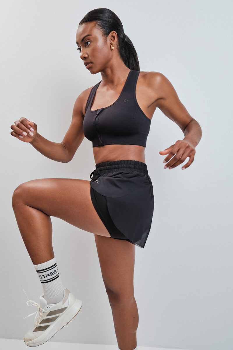 Ultra-lightweight black mesh shorts