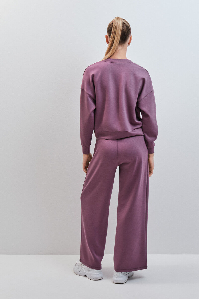 Wide-leg modal trousers in burgundy
