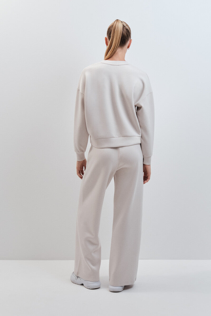 Light grey wide-legged modal trousers
