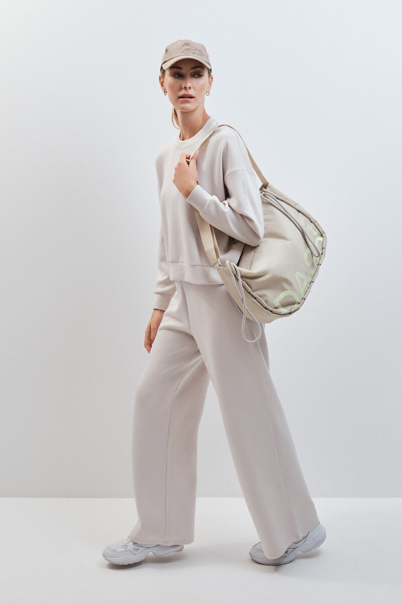 Light grey wide-legged modal trousers
