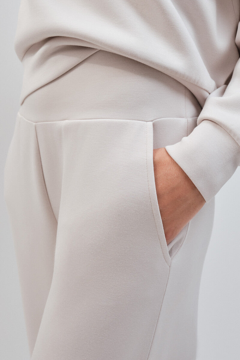 Light grey wide-legged modal trousers