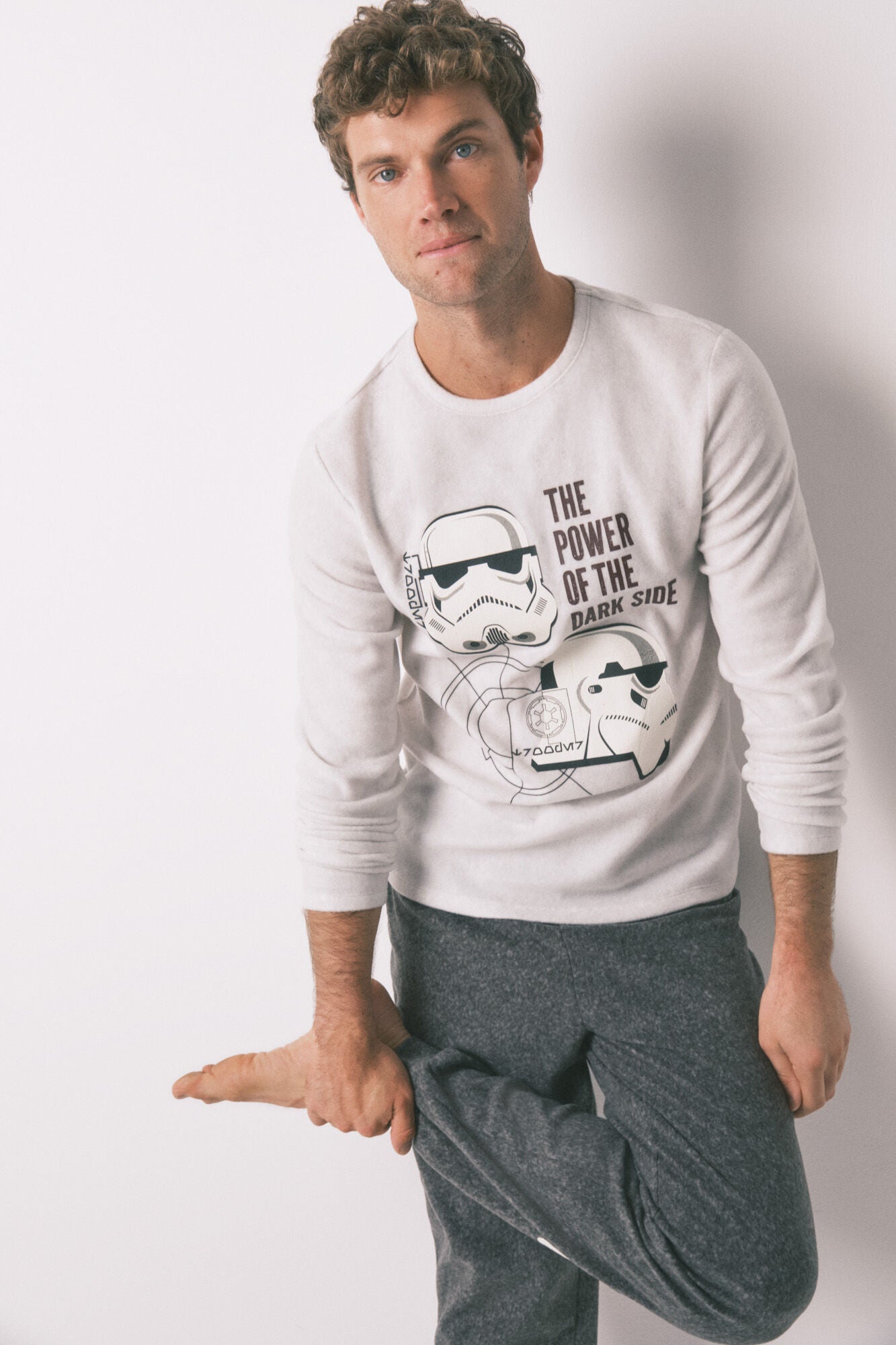 Men's long gray fleece Star Wars pajamas