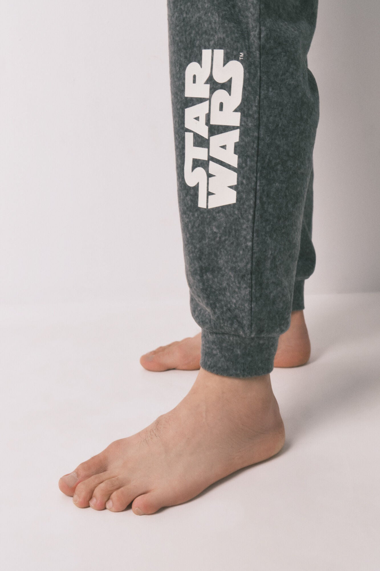 Men's long gray fleece Star Wars pajamas