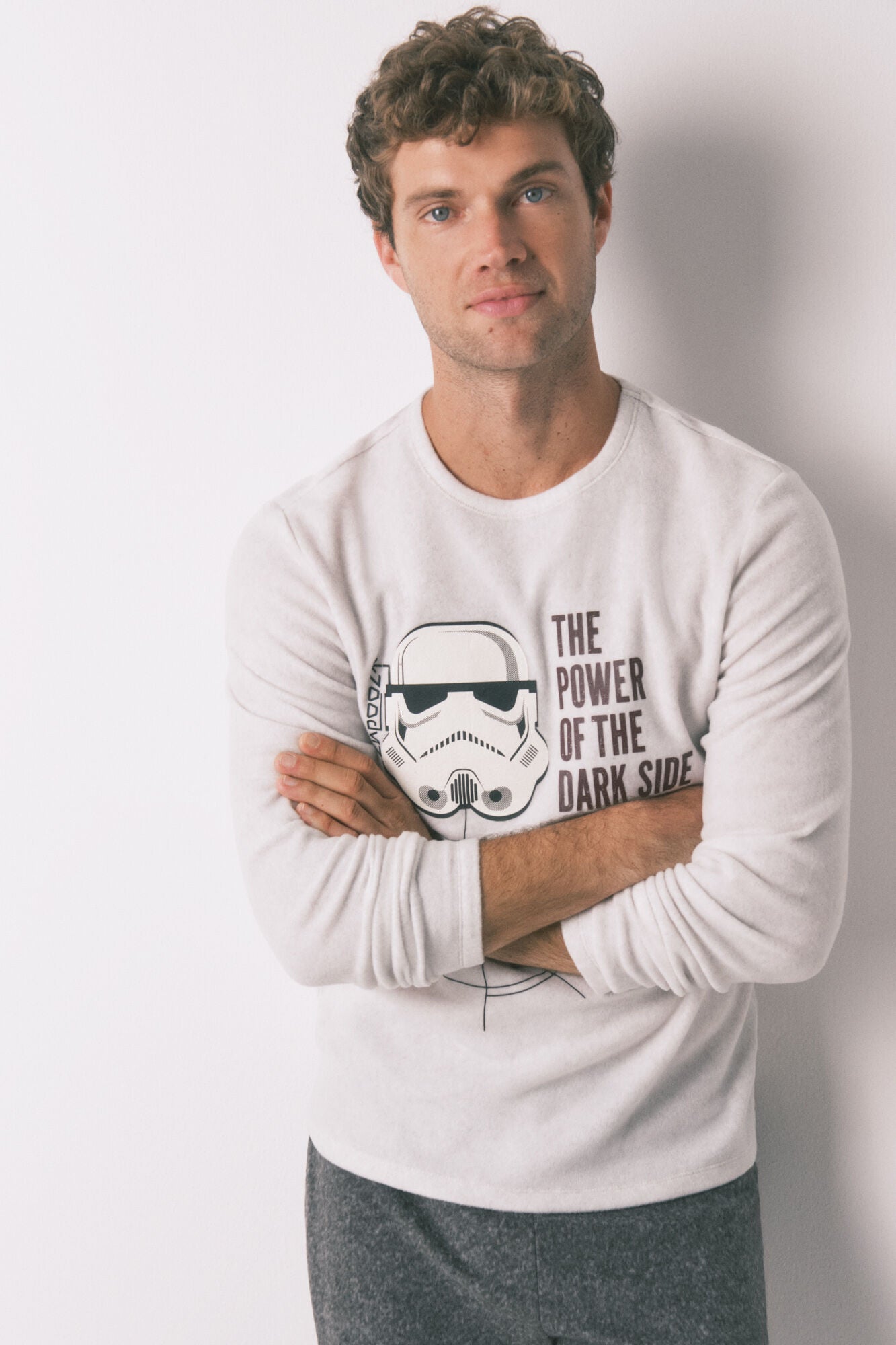 Men's long gray fleece Star Wars pajamas