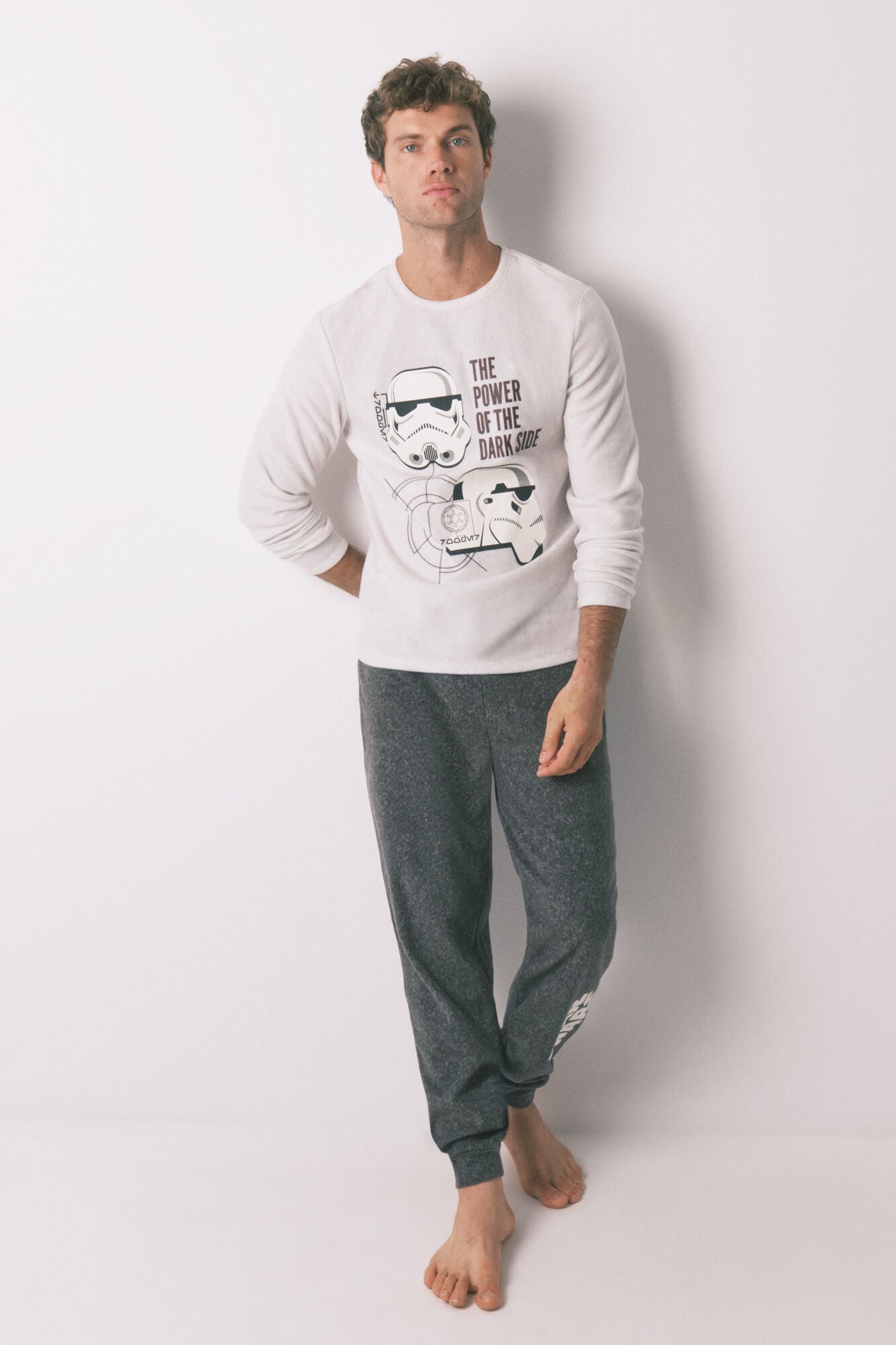 Men's long gray fleece Star Wars pajamas