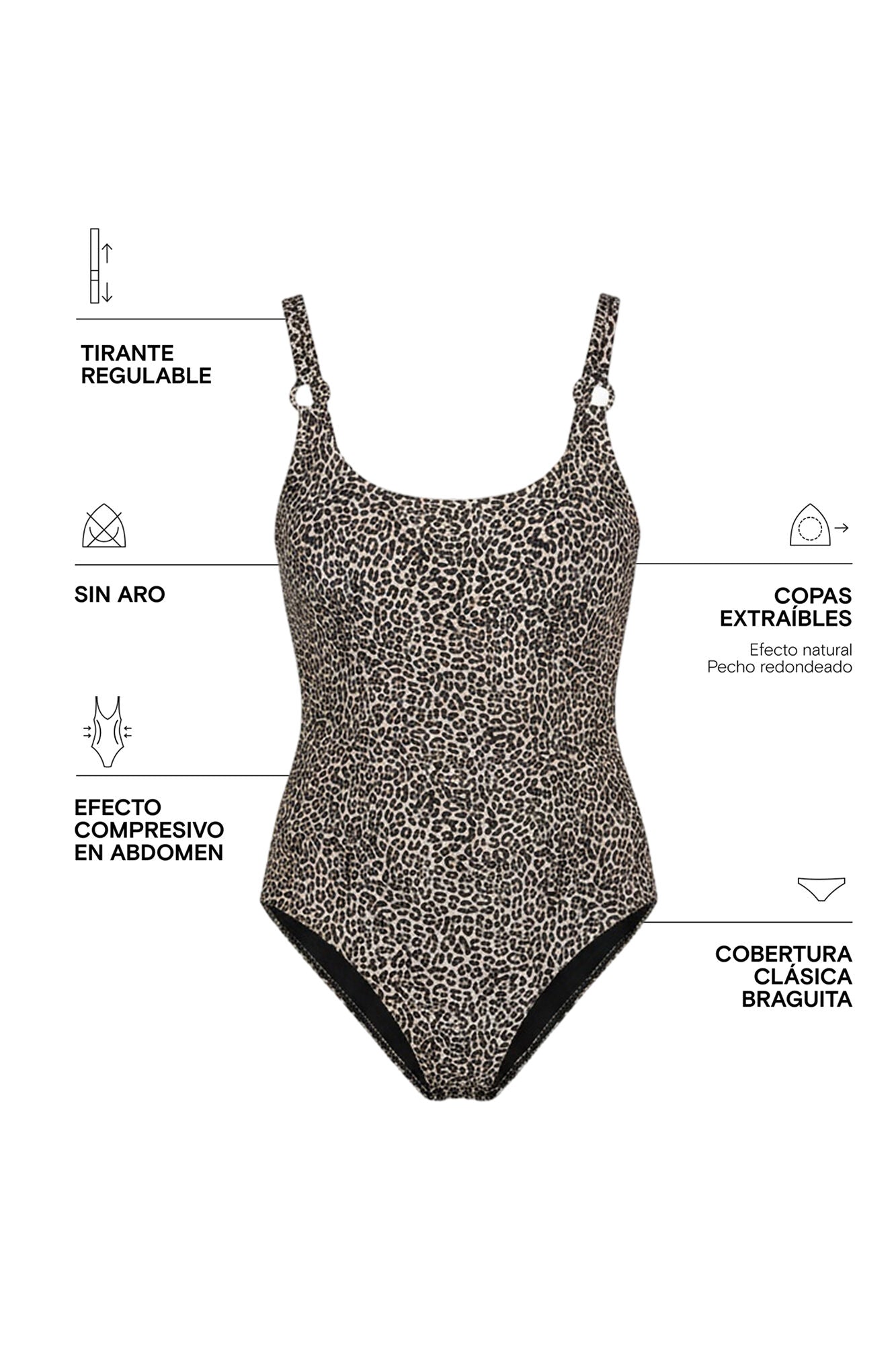 Shaping animal print swimwear