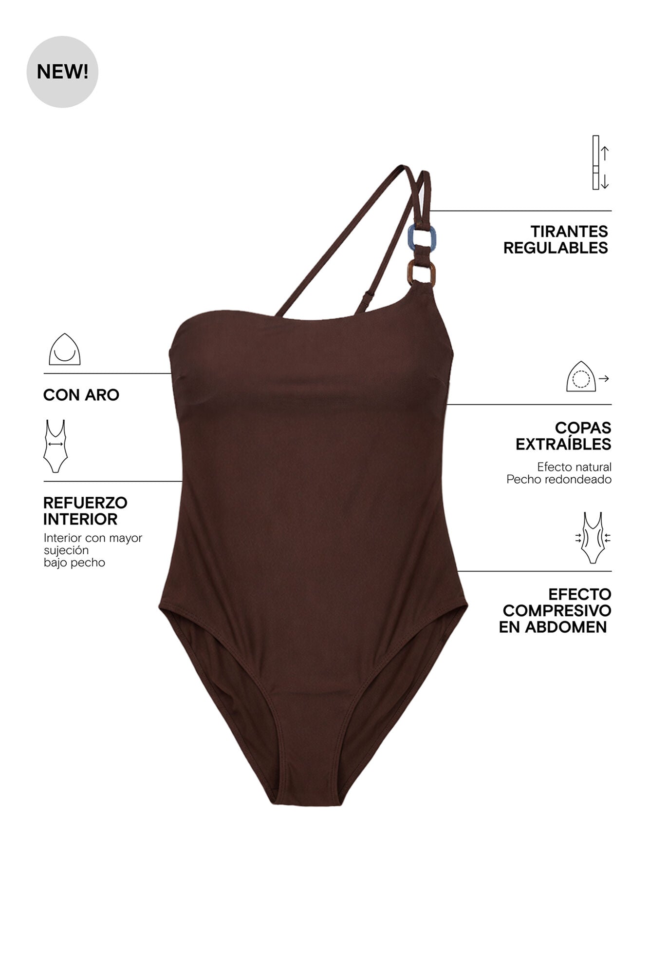 Asymmetrical shaping swimsuit