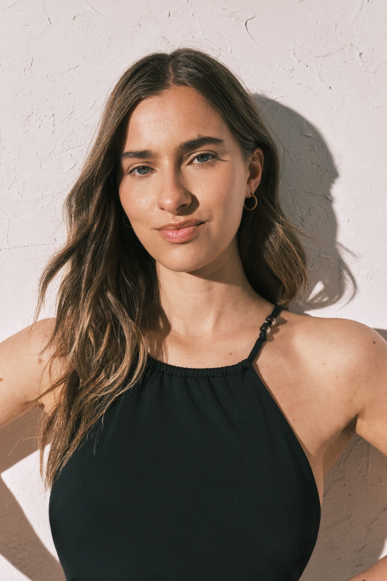 Black halter neck swimsuit