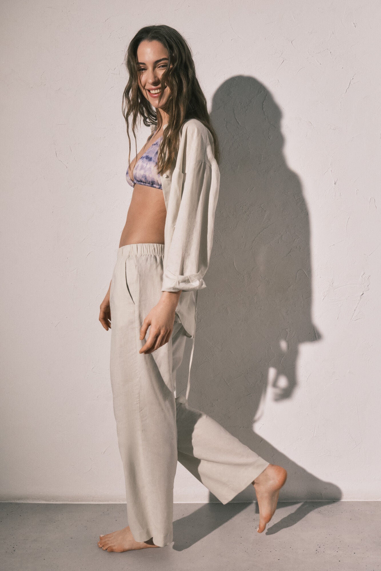 Tan linen trousers