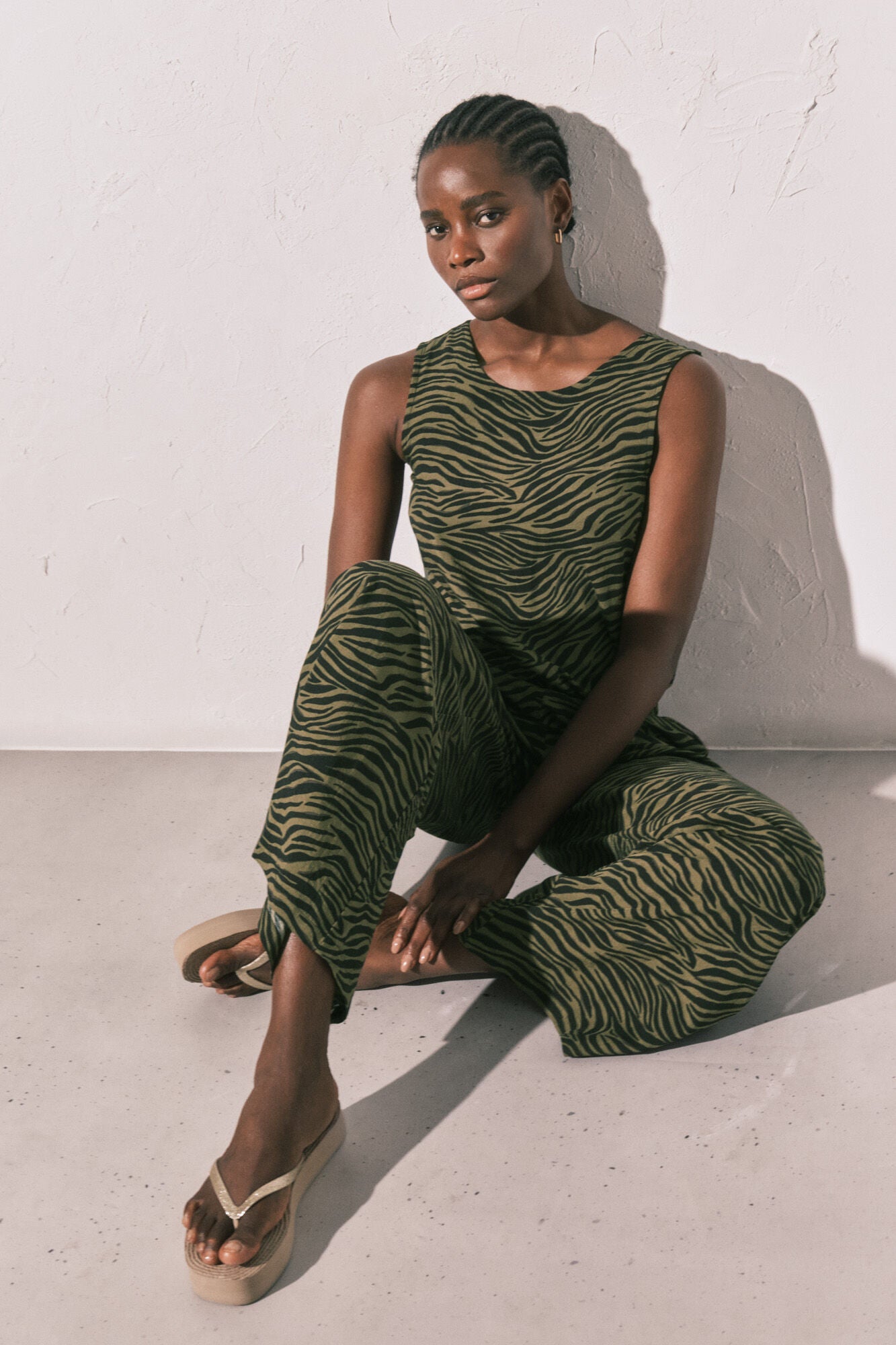 Long animal print jumpsuit