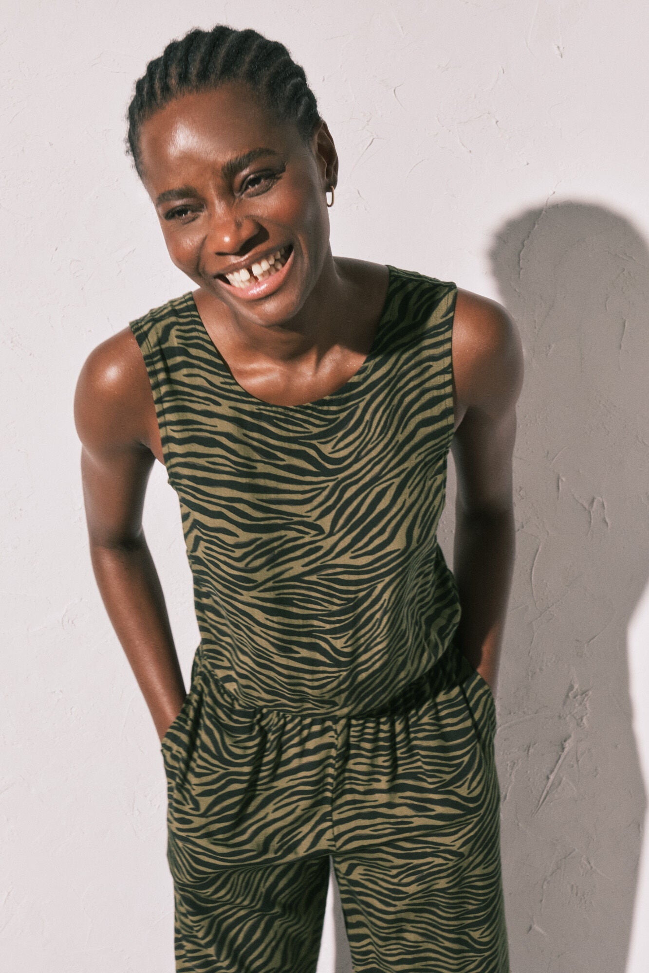 Long animal print jumpsuit