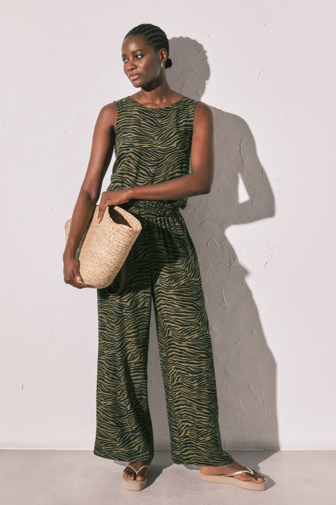 Long animal print jumpsuit