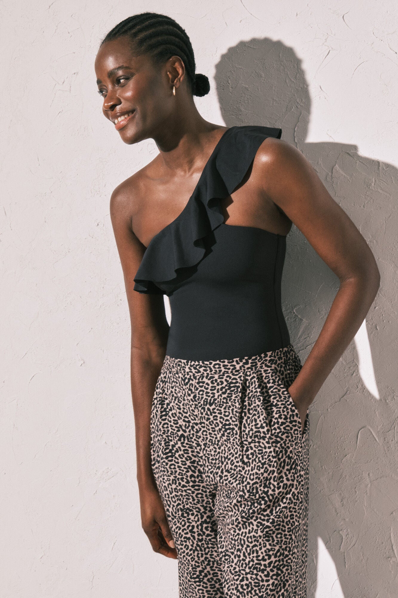 Fluid animal print trousers