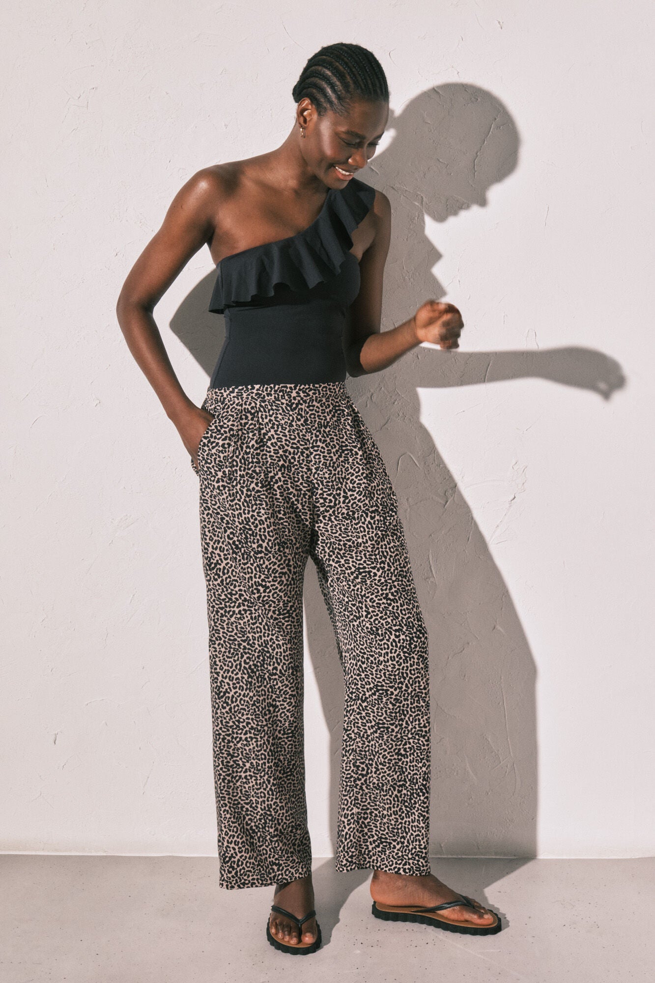 Fluid animal print trousers