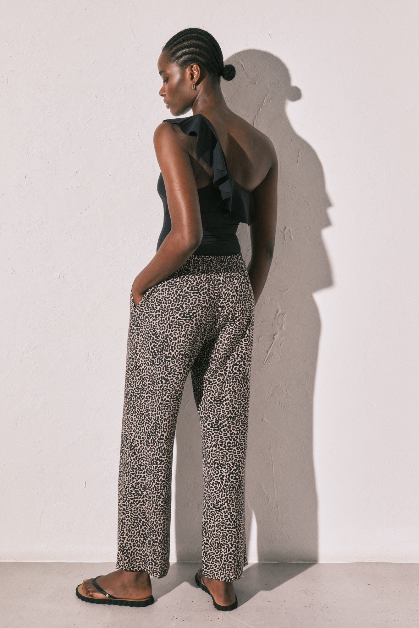 Fluid animal print trousers