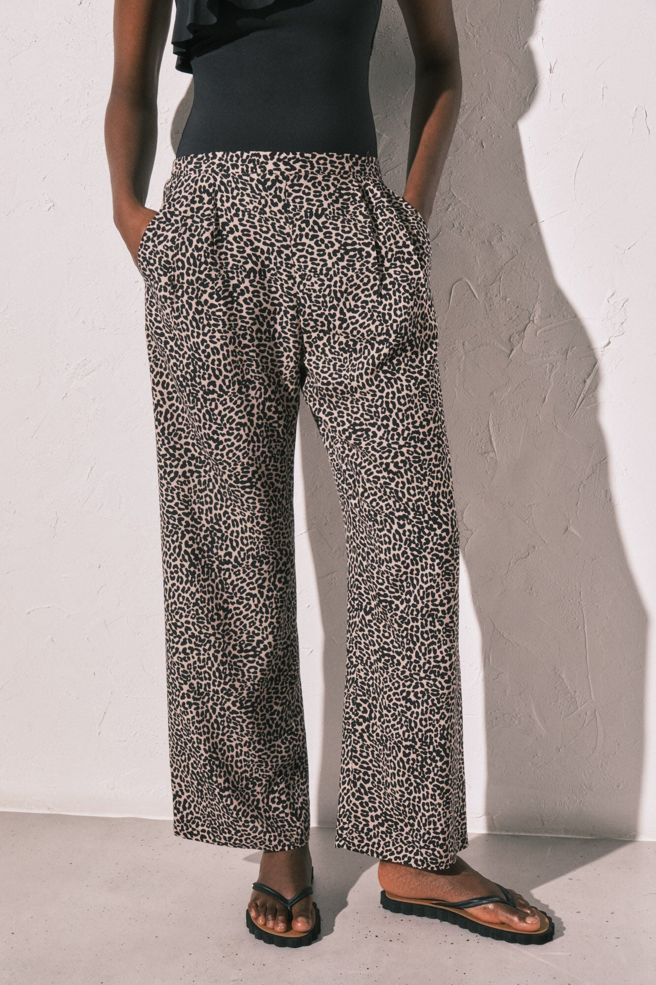 Fluid animal print trousers