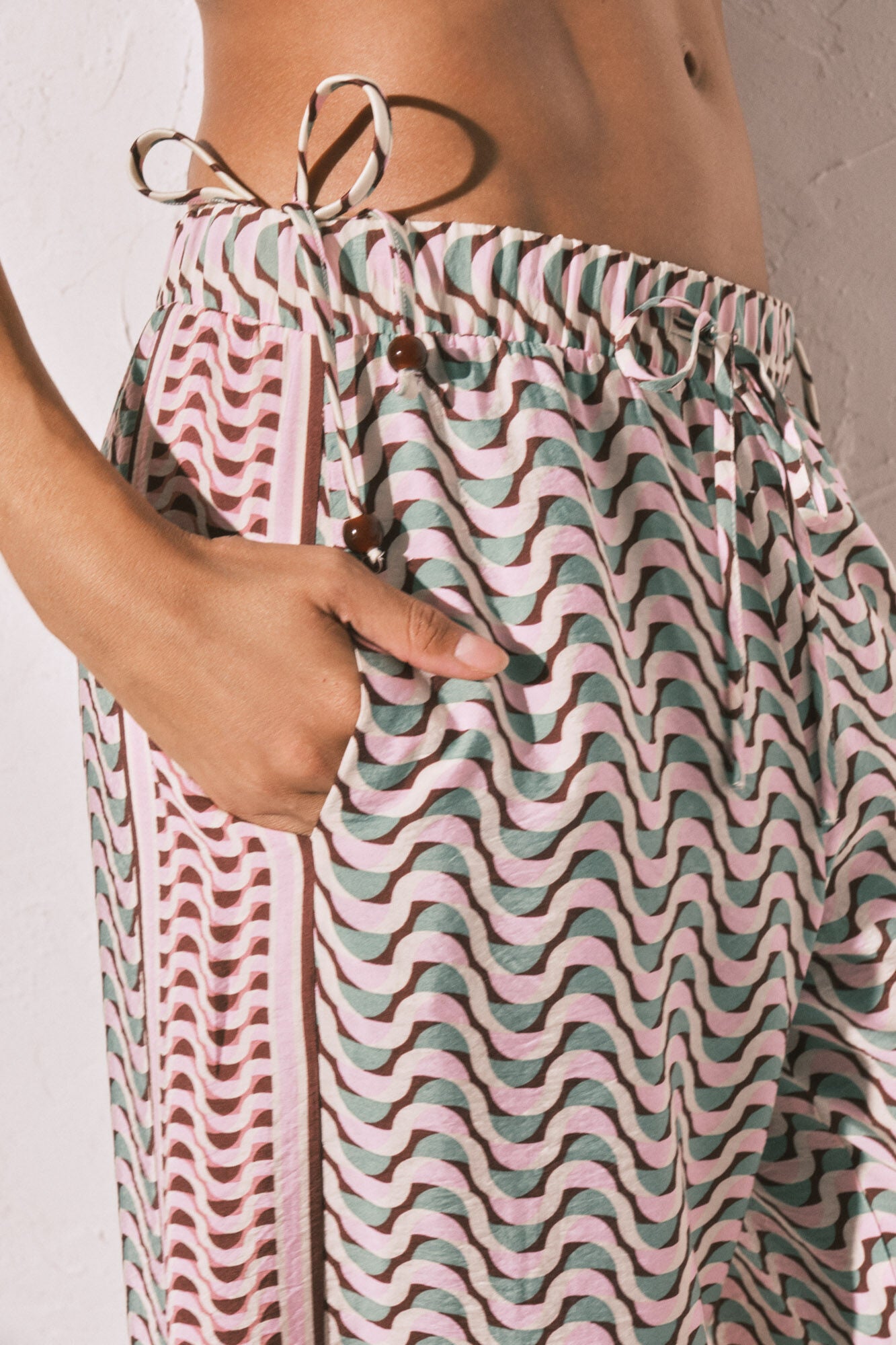 Geometric print long trousers