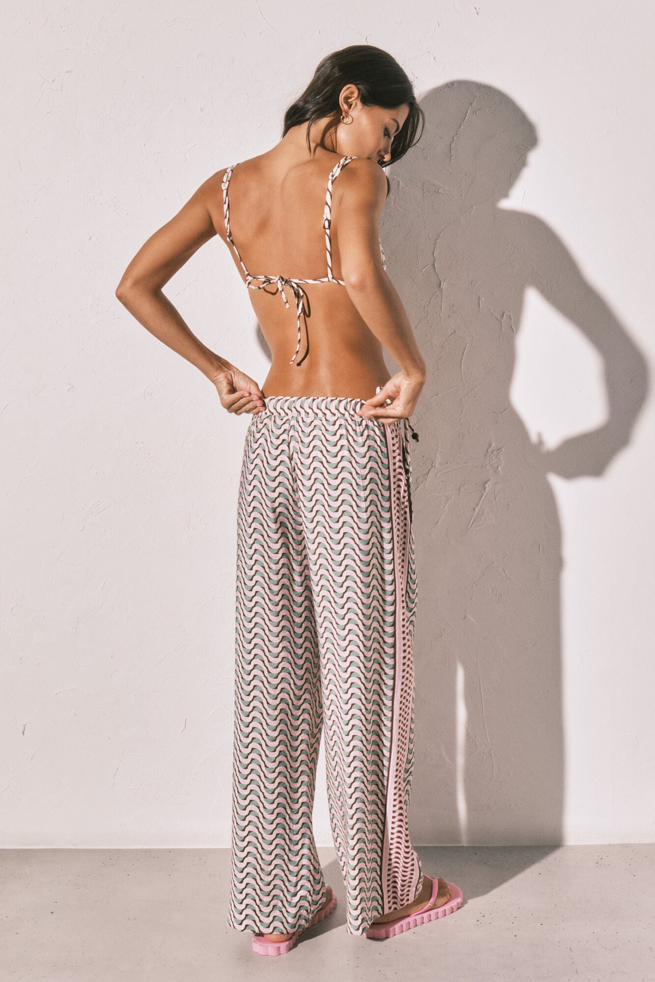 Geometric print long trousers