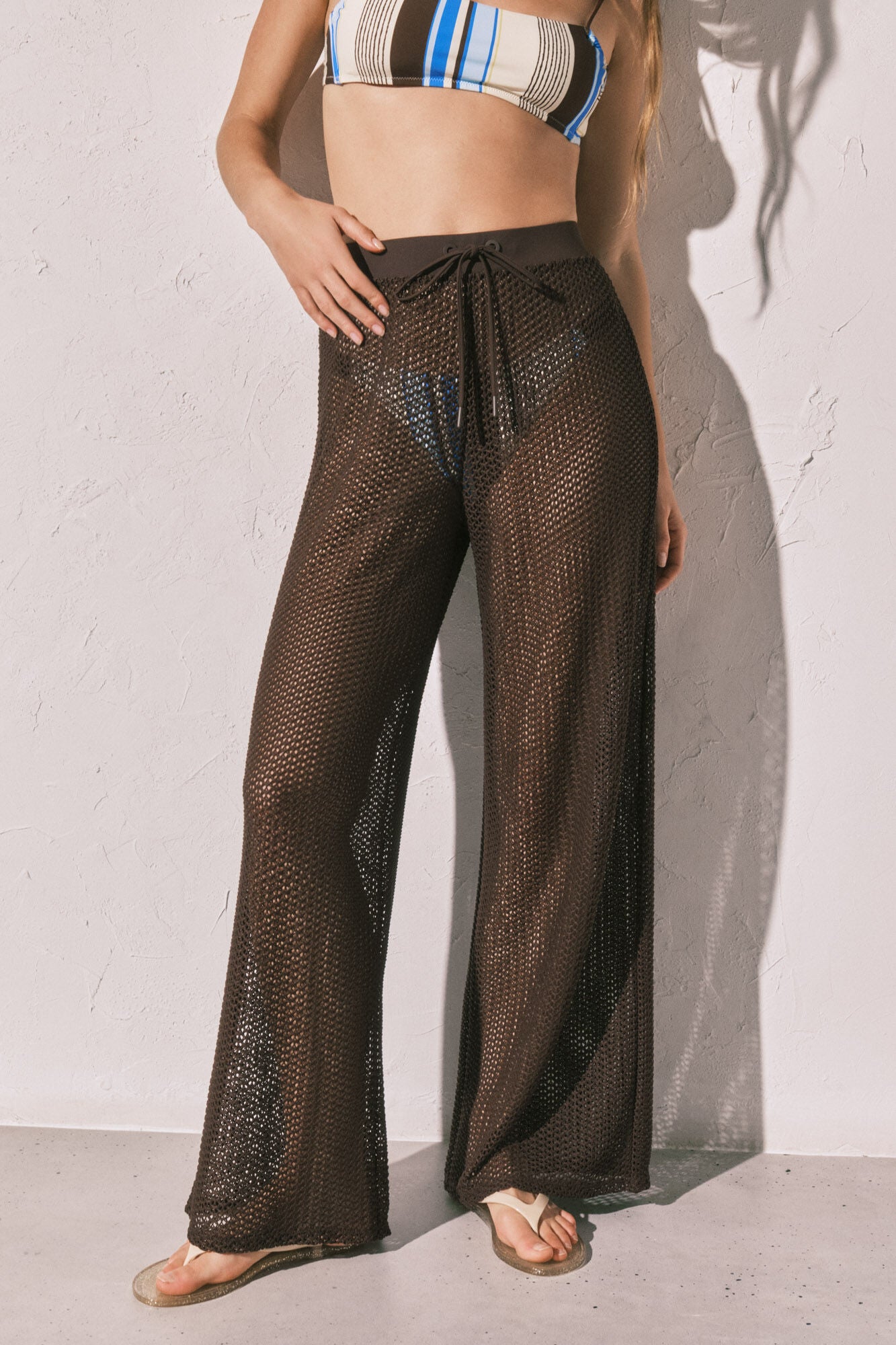 Brown crochet long pants