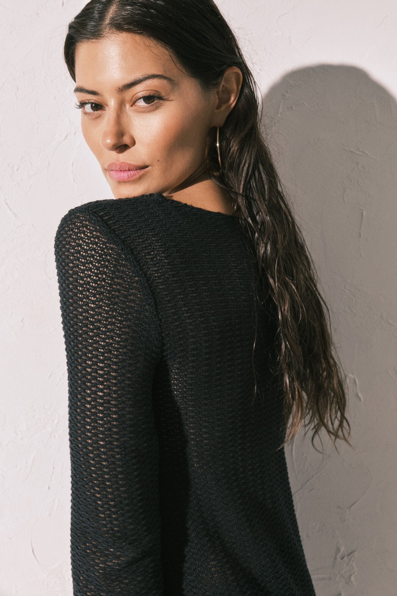 Black crochet tunic