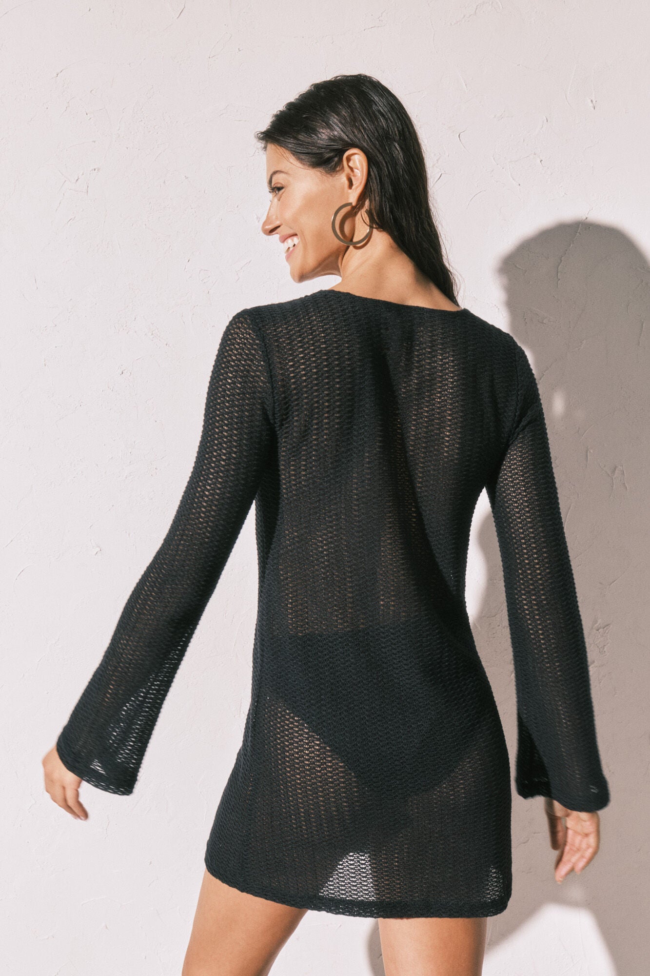 Black crochet tunic