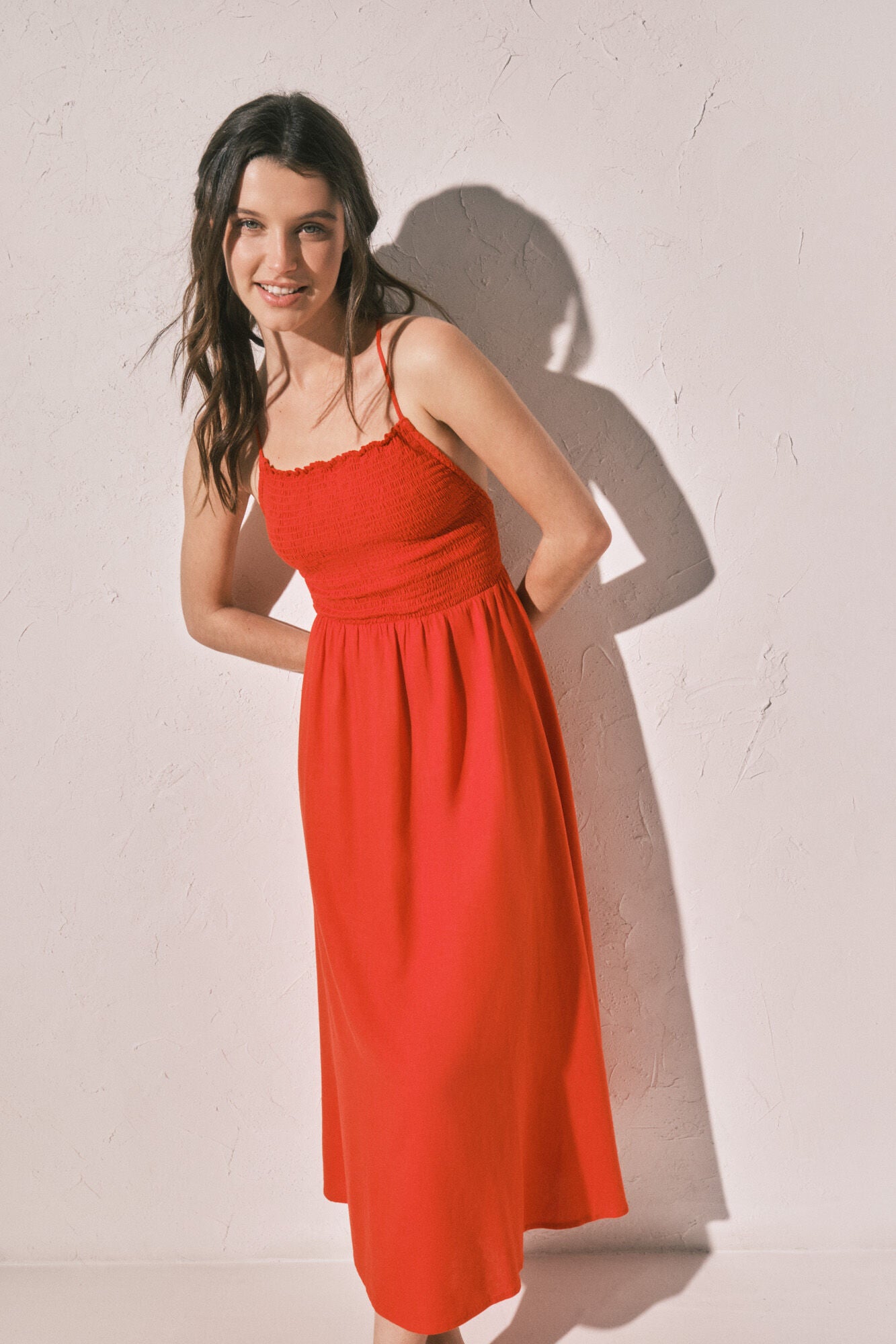 Long dress in orange linen