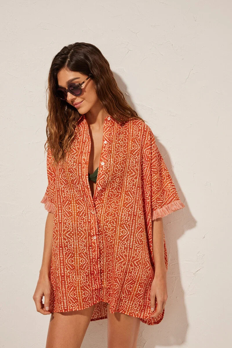 Geometric print beach camisole