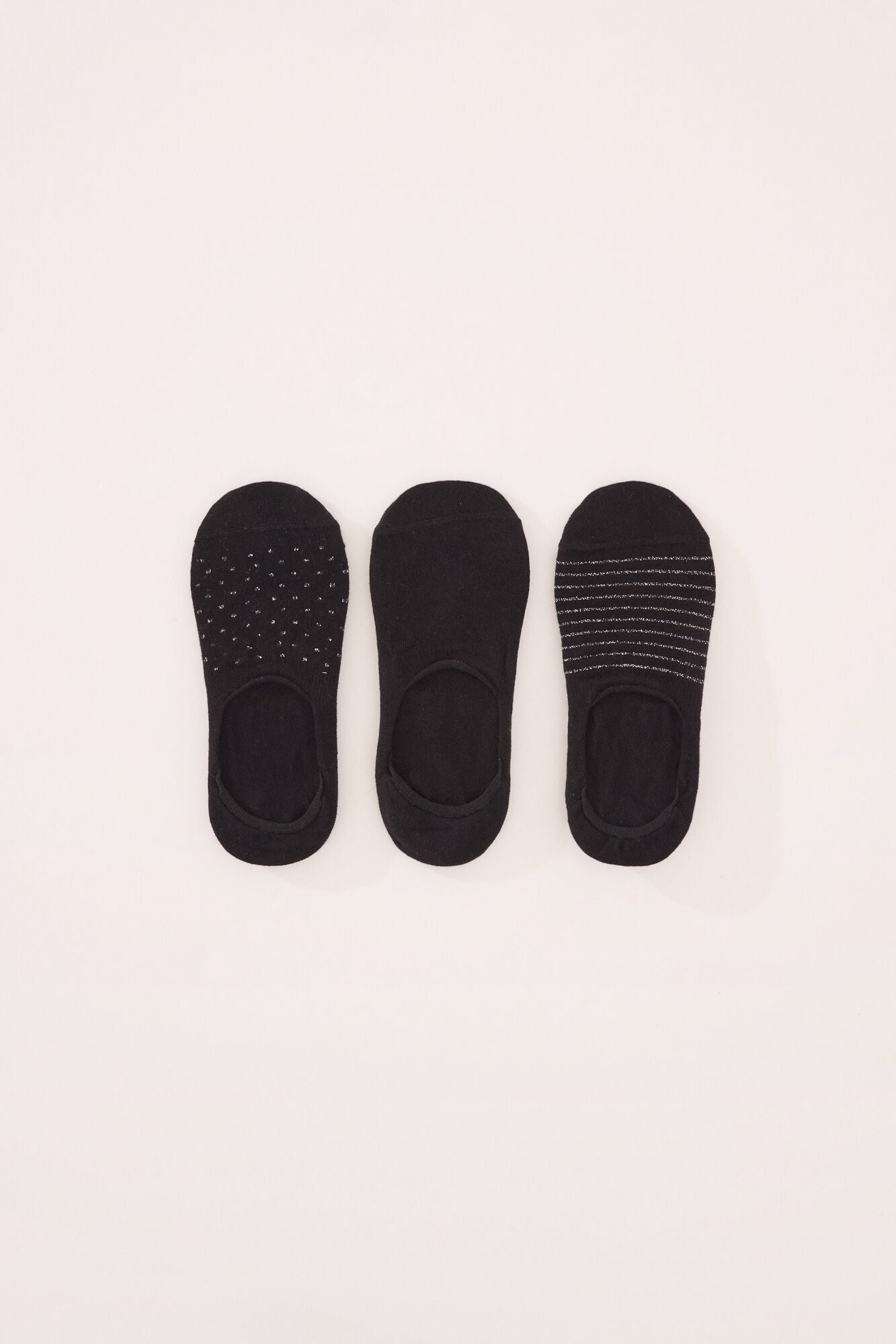 Pack of 3 black cotton invisible socks