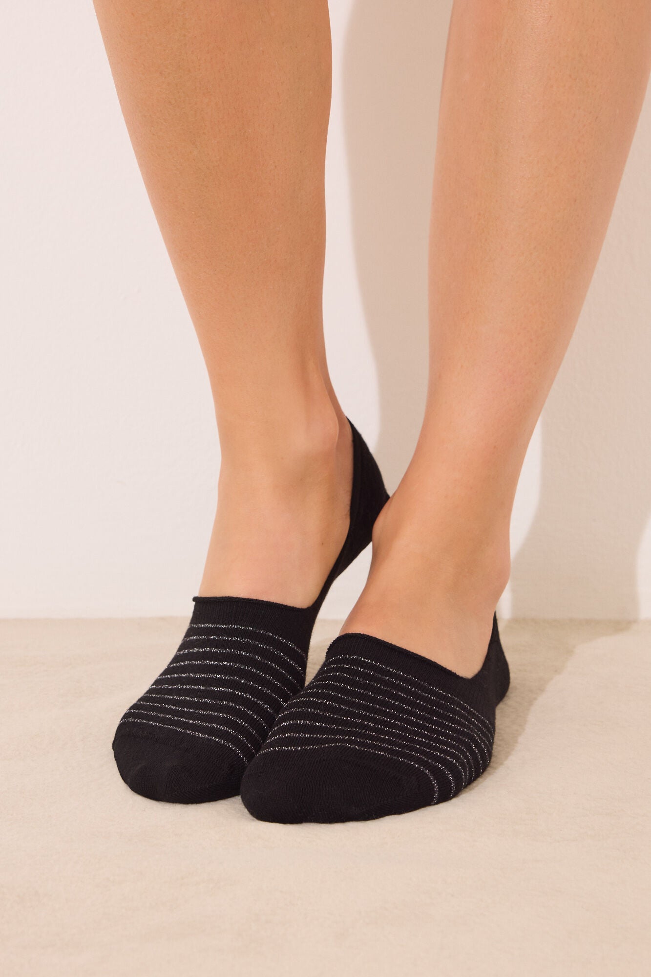 Pack of 3 black cotton invisible socks