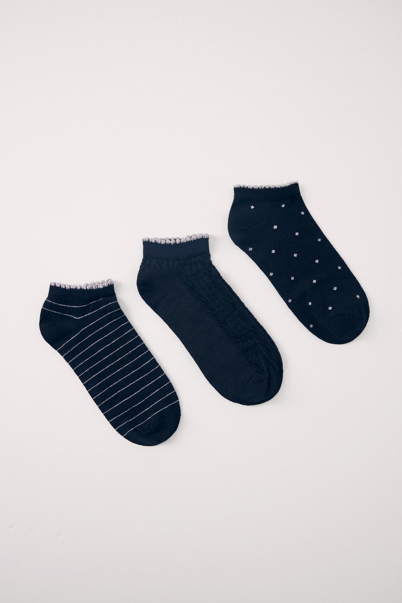 Pack of 3 short black lurex socks
