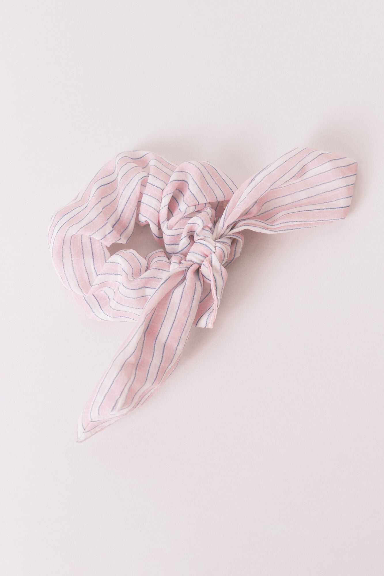 Pink striped bow scrunchie