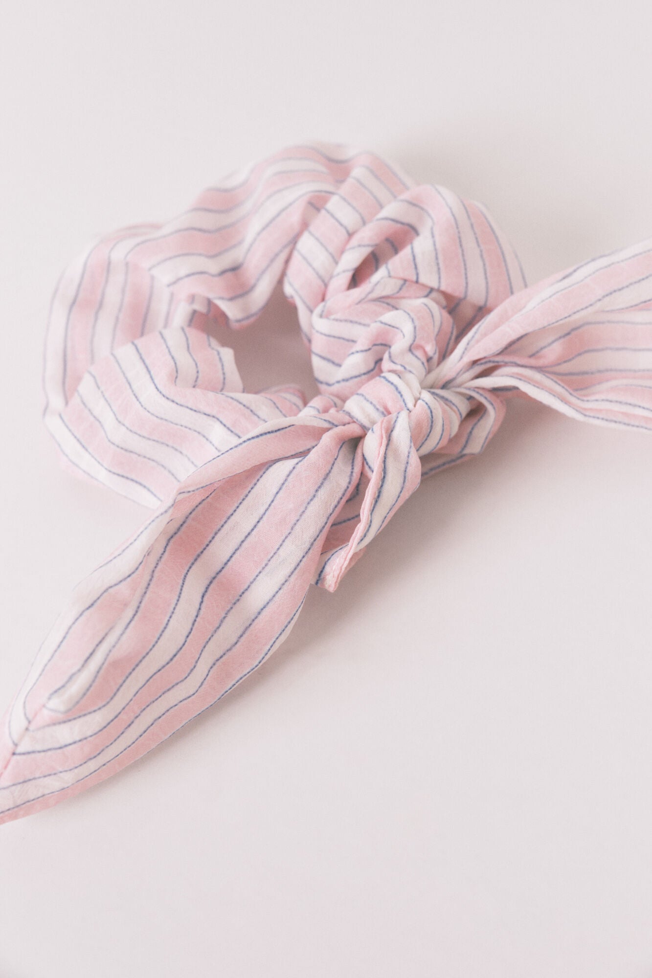 Pink striped bow scrunchie