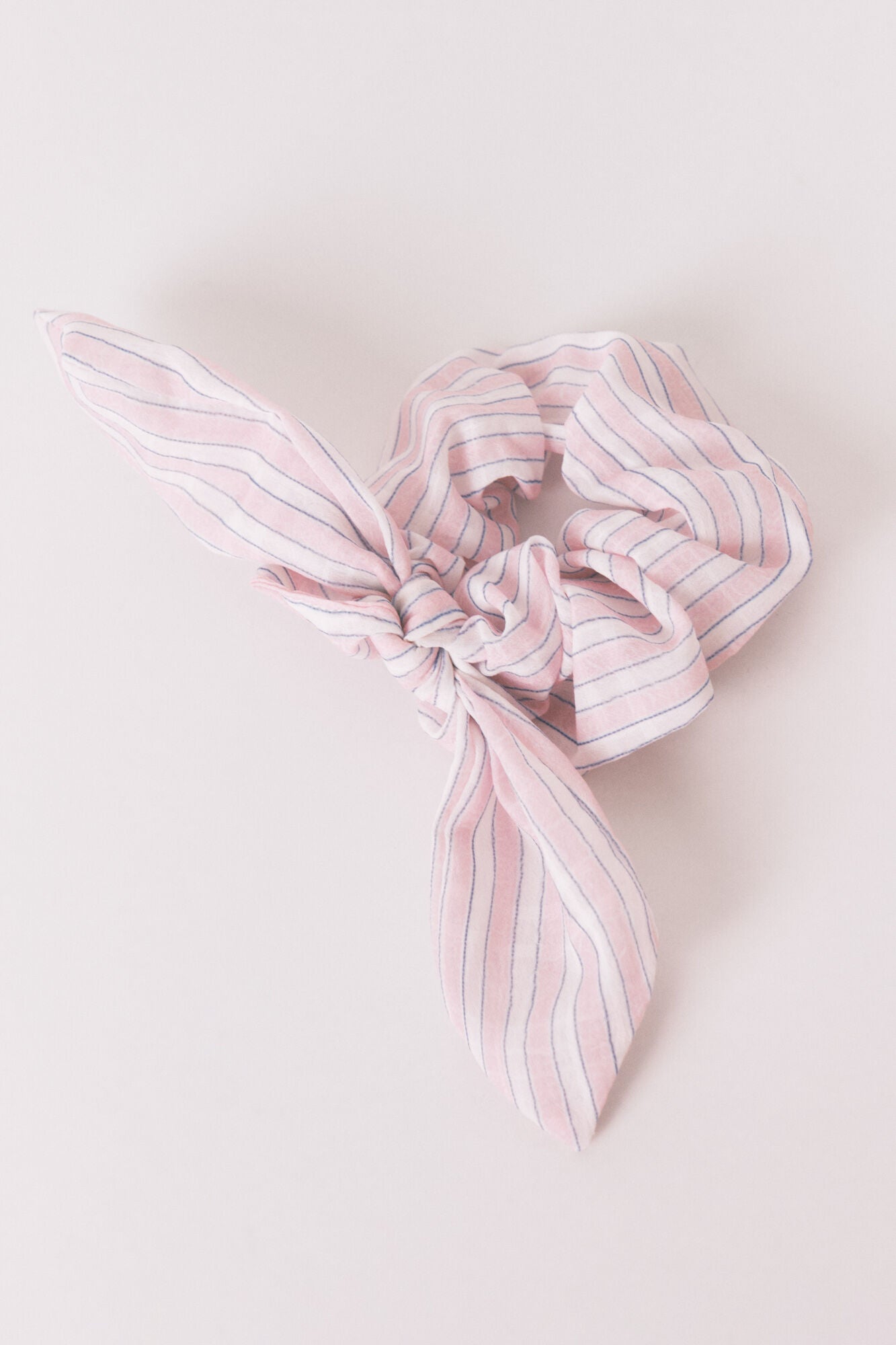 Pink striped bow scrunchie