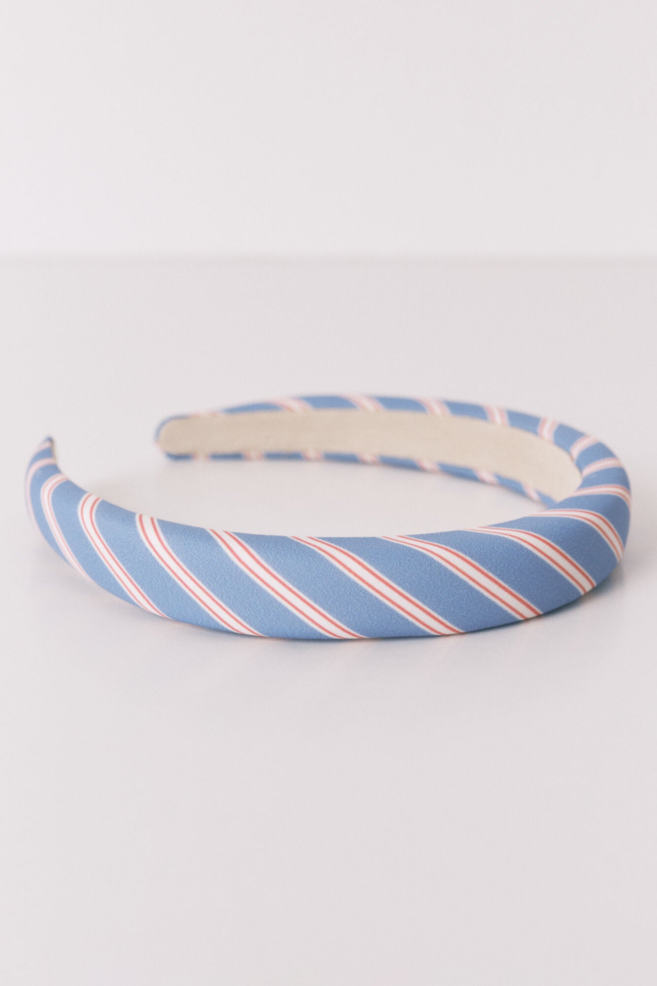 Blue striped print headband