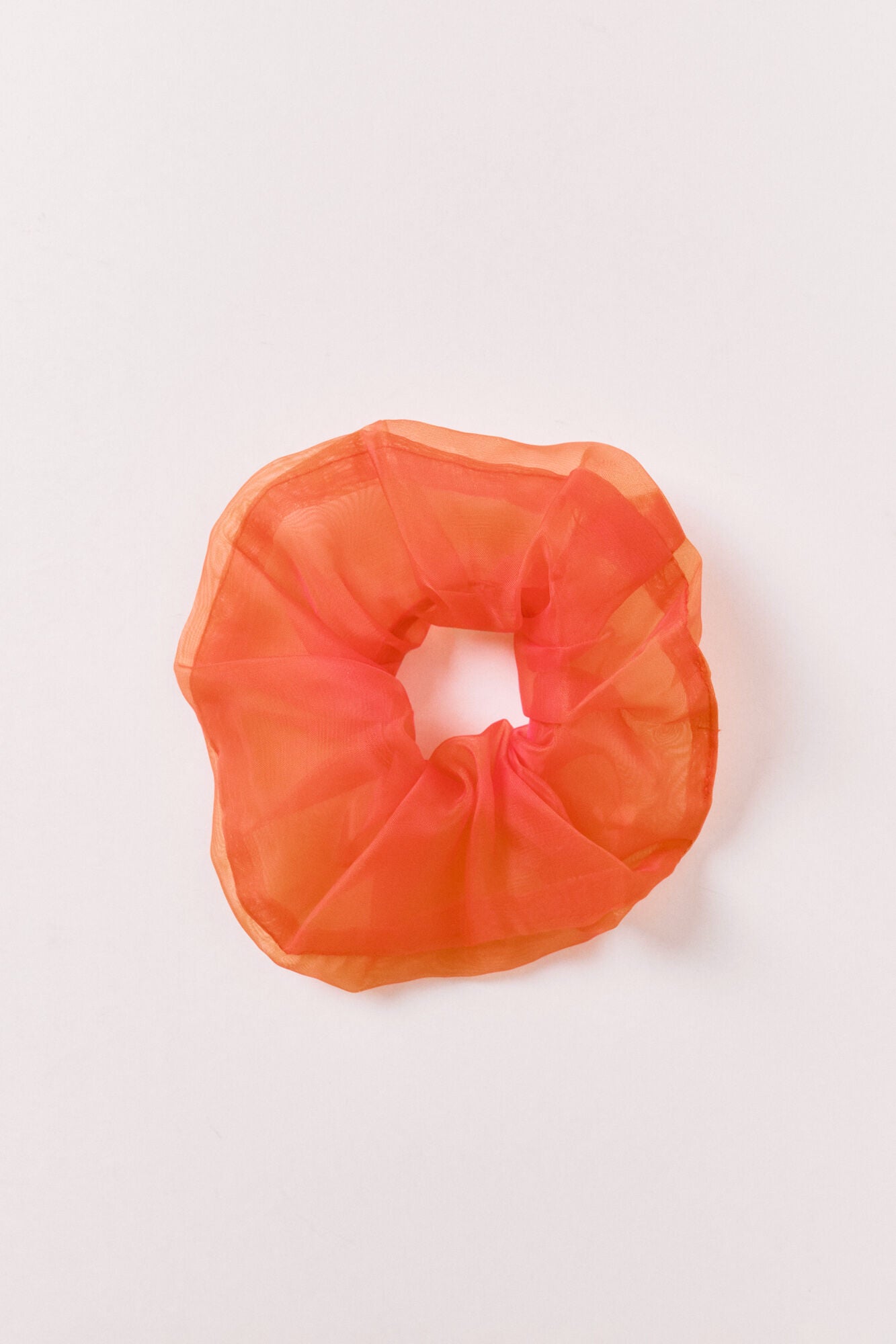 Pink transparent organza hair tie