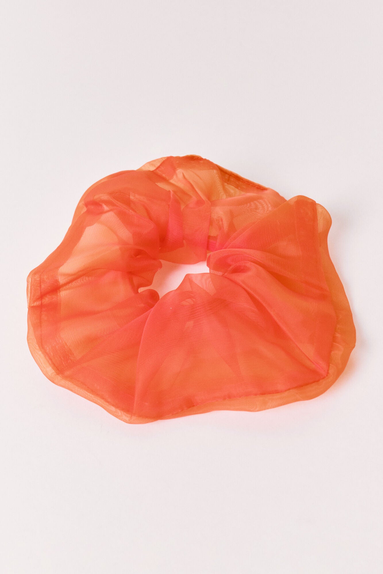 Pink transparent organza hair tie