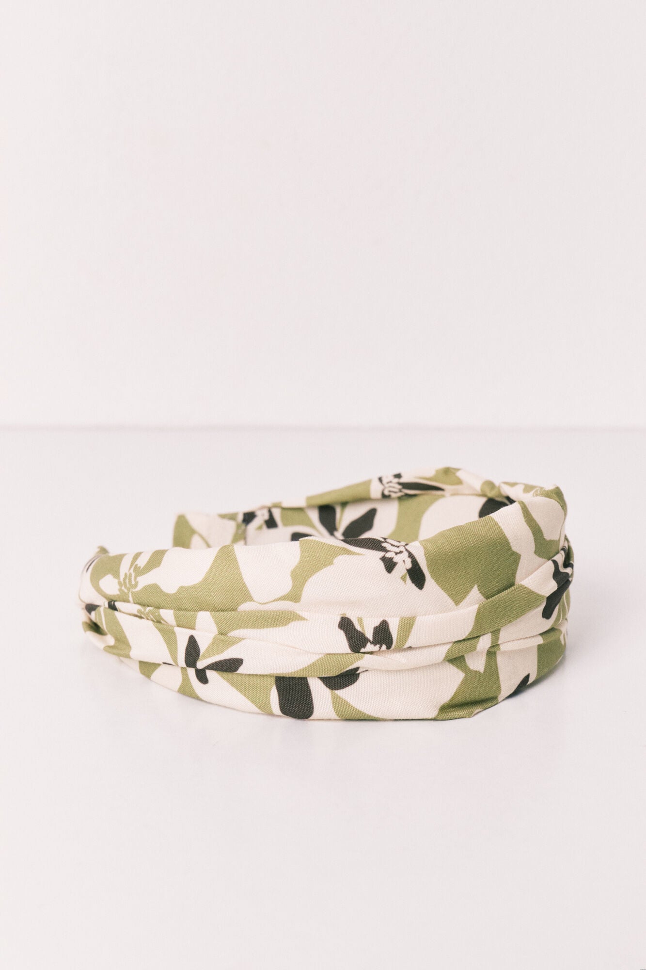 Green floral print hair headband