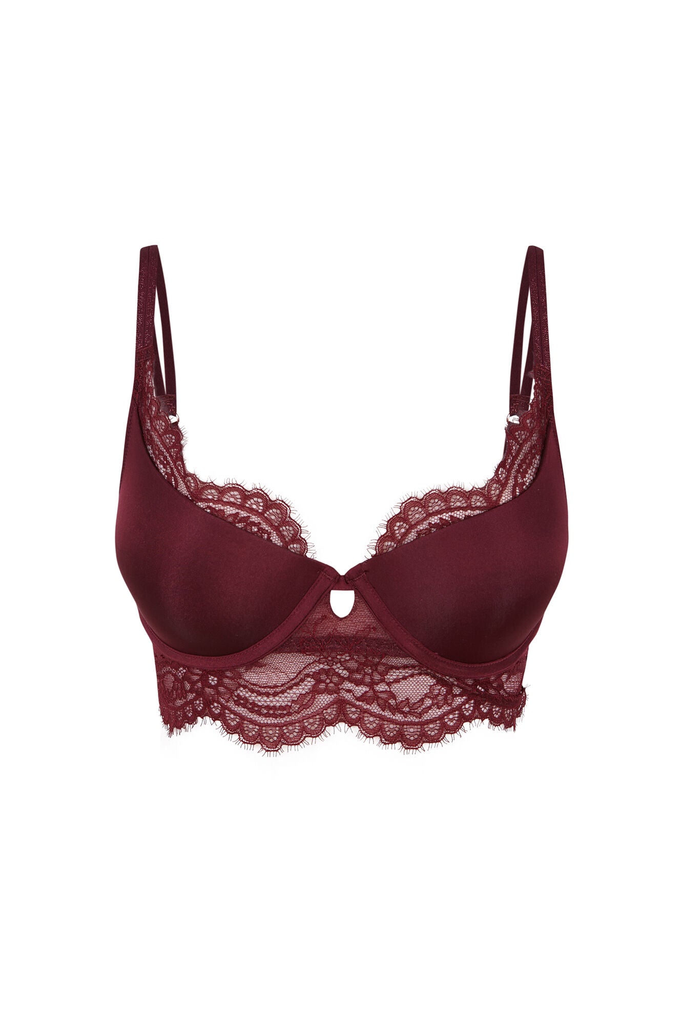 Push-up wine lace bra Cup B