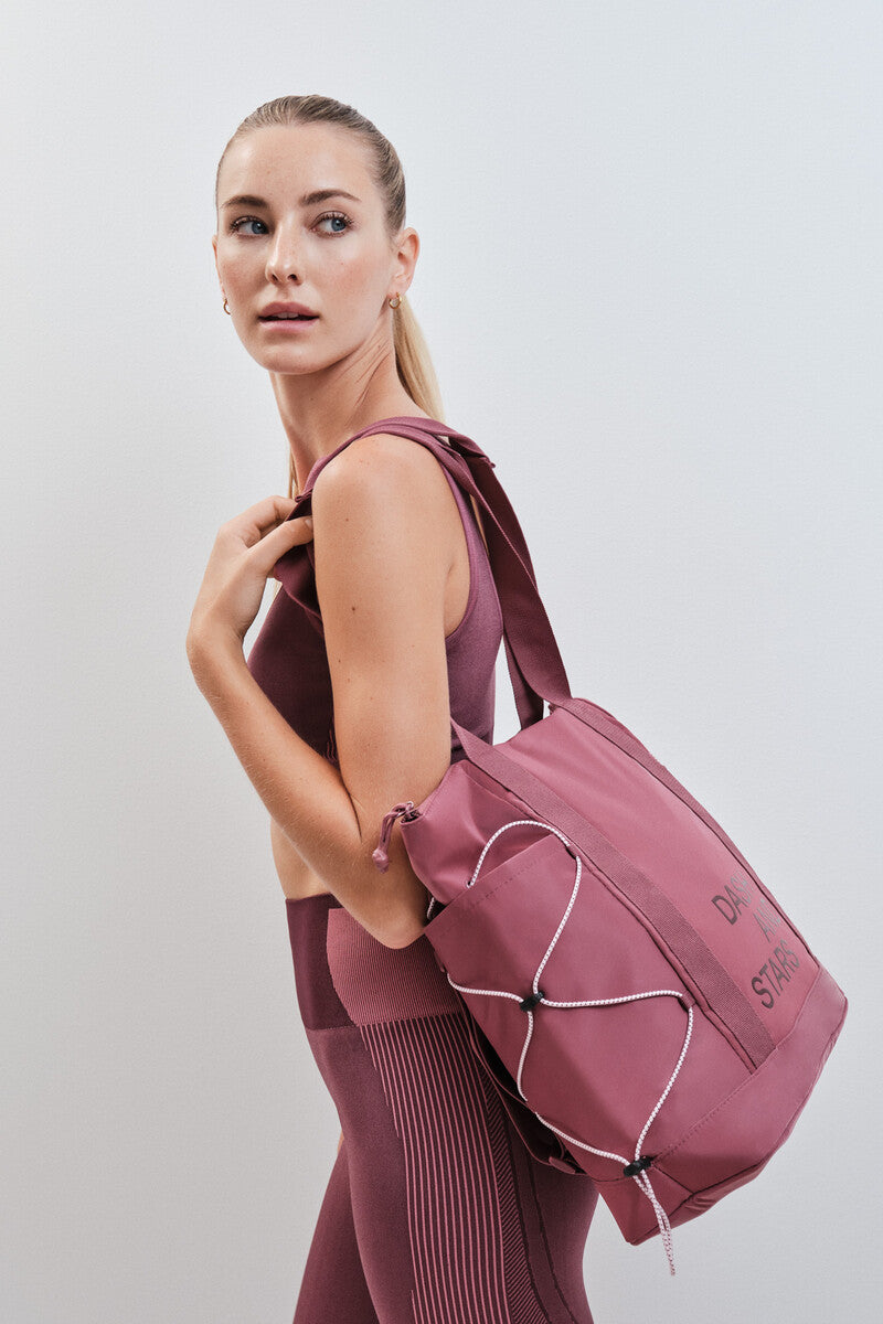 Burgundy multi-position backpack