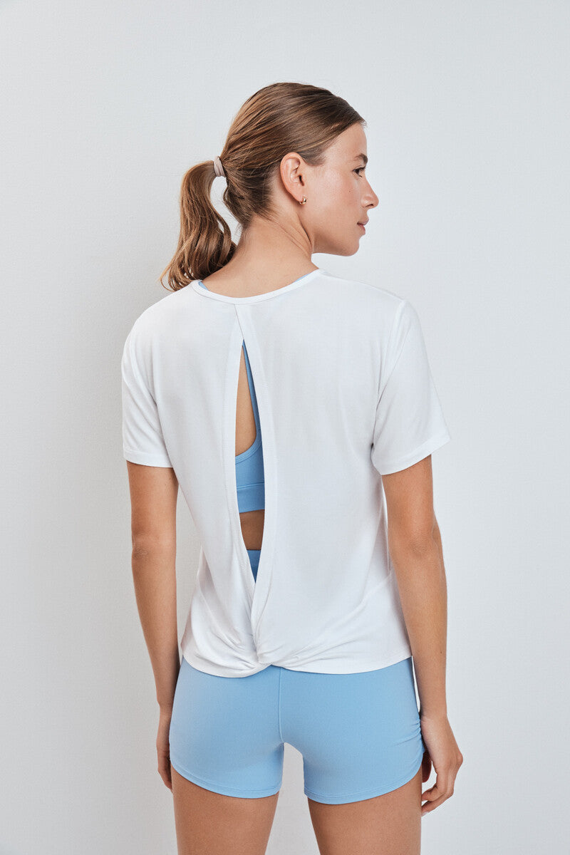 White T-shirt with open back