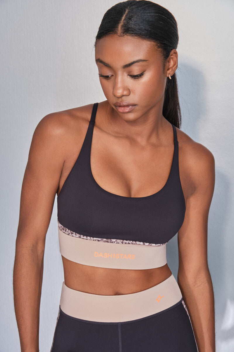 4D STRETCH sports bra, black animal print