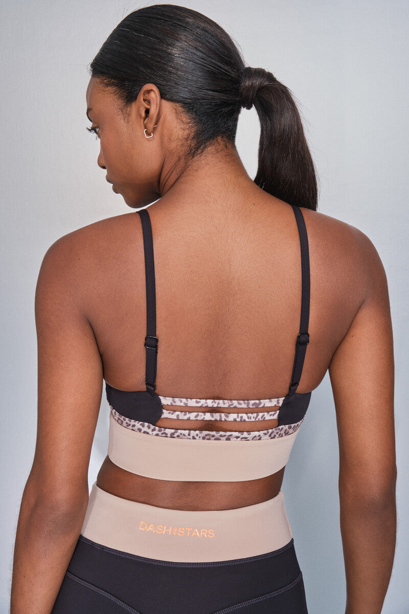 4D STRETCH sports bra, black animal print