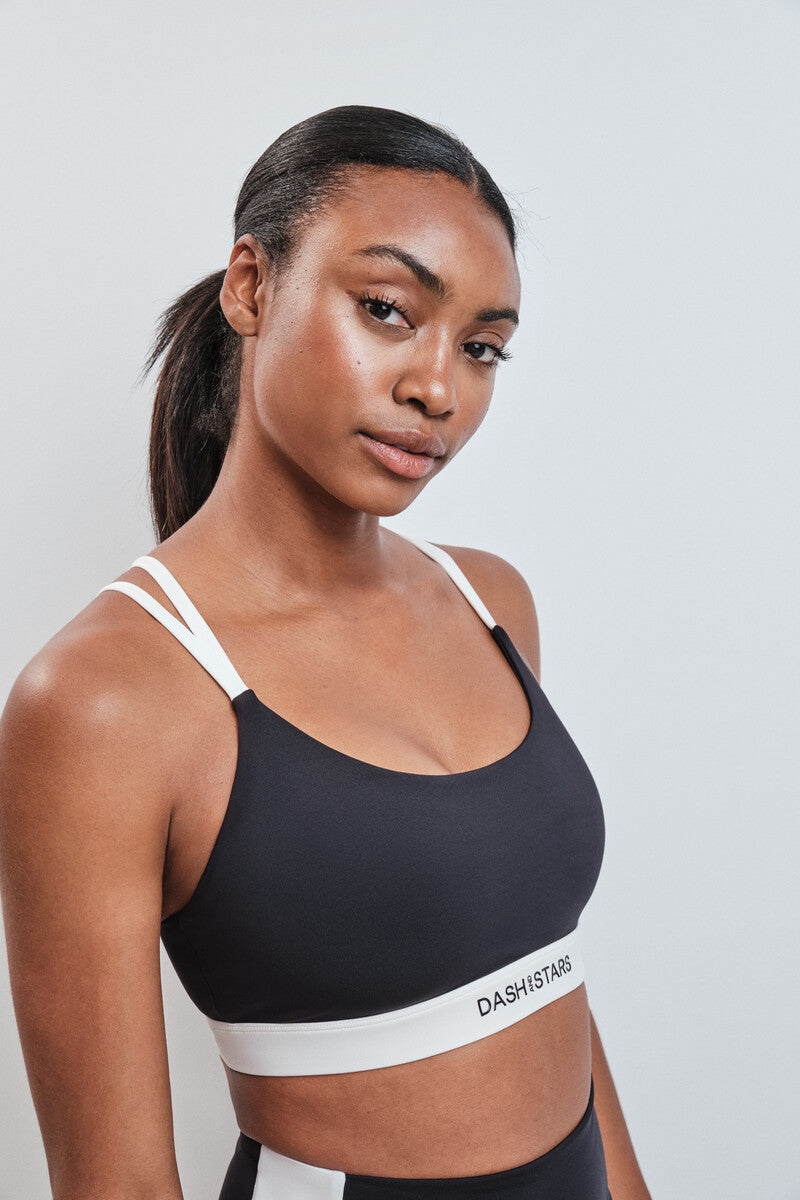 4D Stretch sports bra, black contrast