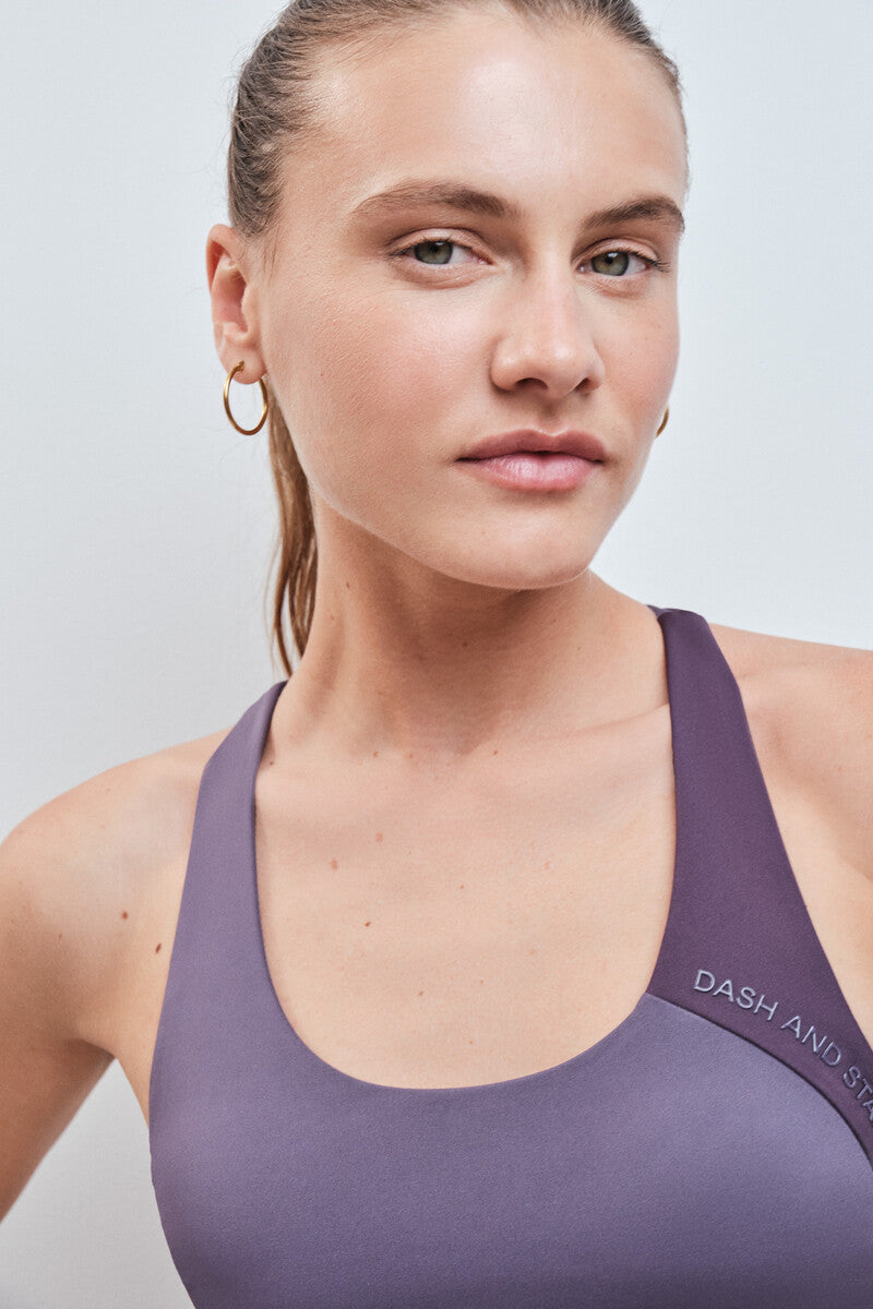 Purple 4D Stretch Crop Sports Bra